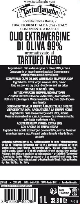 Extra virgin olive oil dressing flavored with black truffle 1 lt