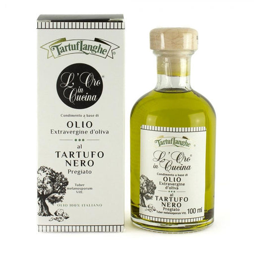 ORO IN CUCINA¨: Condimento a base di OLIO EXTRAV.d'OLIVA con FETTINE DI TARTUFO NERO PREGIATO (T. melanosporum Vitt.)